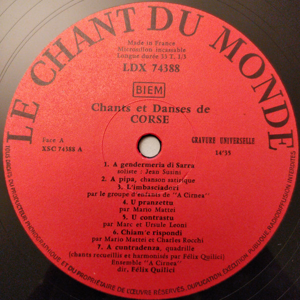 Corsicans - Chants Et Danses De Corse | Le Chant Du Monde (LDX 74388) - 3