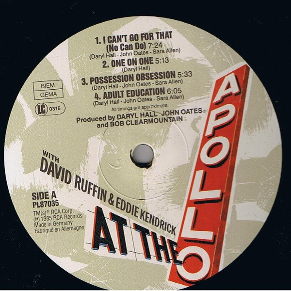 Daryl Hall & John Oates With David Ruffin & Eddie Kendrick - Live At The Apollo | RCA (PL87035)