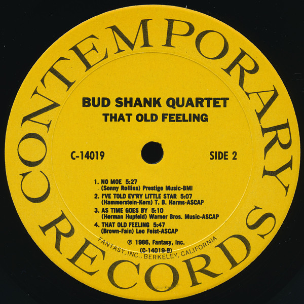Bud Shank Quartet - That Old Feeling | Contemporary Records (C-14019) - 4