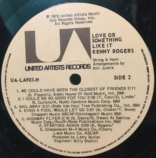 Kenny Rogers - Love Or Something Like It | United Artists Records (UA-LA903-H) - 4