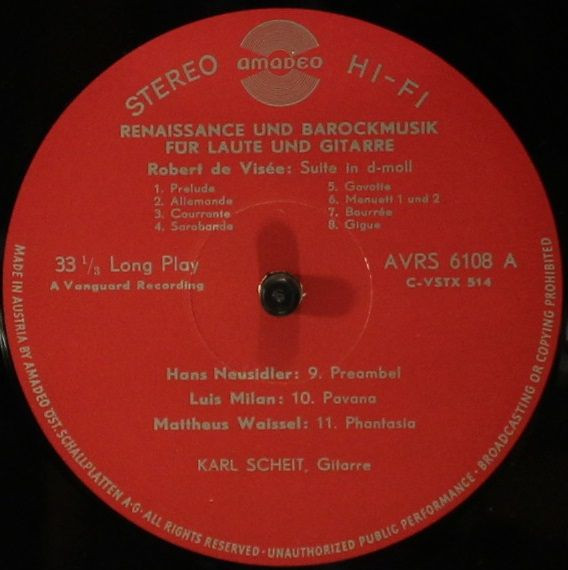 Karl Scheit - Renaissance- und Barockmusik für Laute und Gitarre | Amadeo (AVRS 6108) - 4