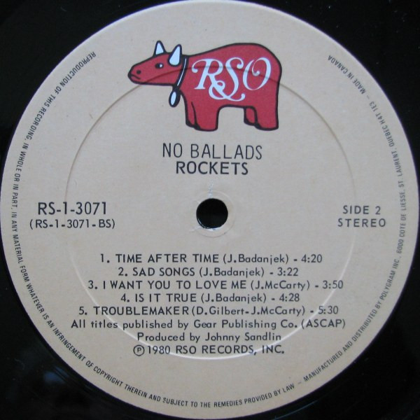 The Rockets - No Ballads | RSO (RS-1-3071) - 4