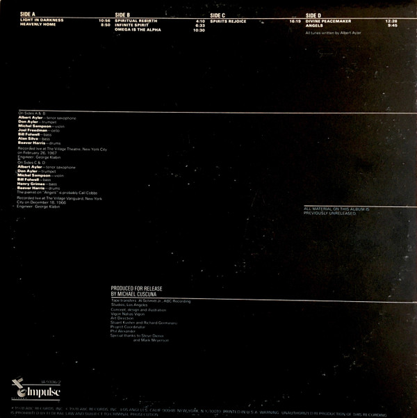 Albert Ayler - The Village Concerts | ABC Impulse! (IA-9336/2) - 2