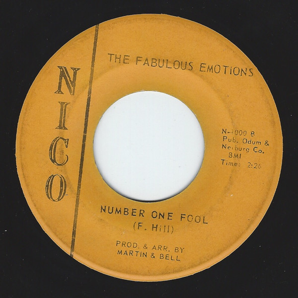 The Fabulous Emotions - Funky Chicken / Number One Fool | Nico Records (N-1000) - 4