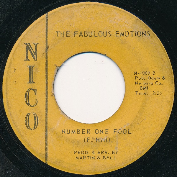 The Fabulous Emotions - Funky Chicken / Number One Fool | Nico Records (N-1000) - 2