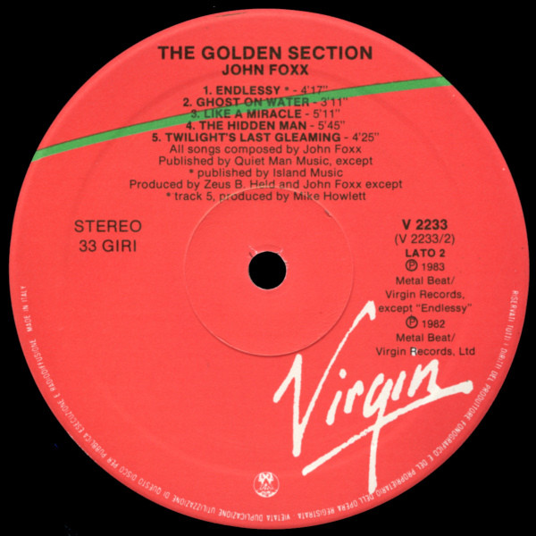 John Foxx - The Golden Section | Virgin (V2233) - 3