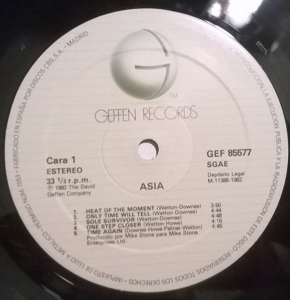 Asia - Asia | Geffen Records (GEF 85577) - 3