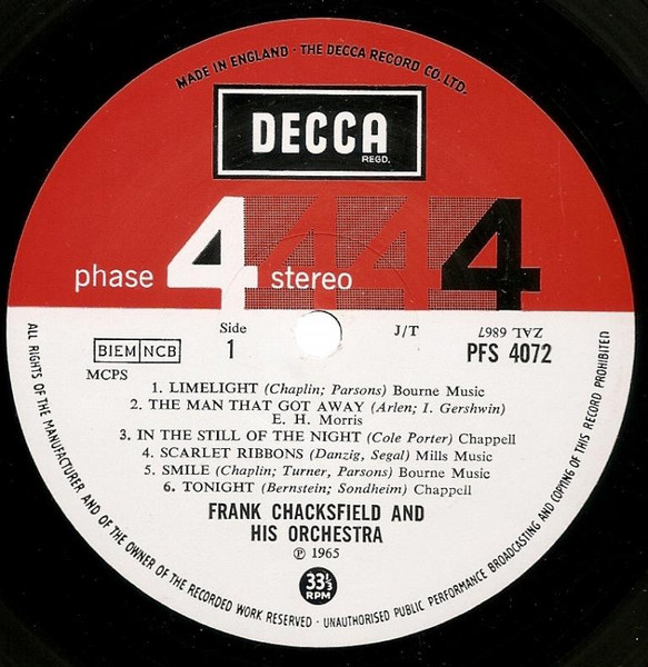 Frank Chacksfield & His Orchestra - The New Limelight | Decca (PFS 4072) - 3 Frank Chacksfield & His Orchestra - The New Limelight | Decca (PFS 4072) - 3