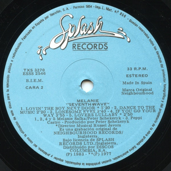 Melanie - Seventh Wave | Splash Records (TXS 3270) - 4