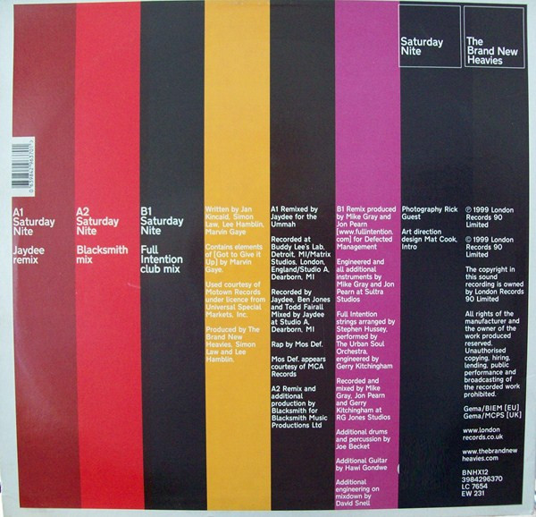 The Brand New Heavies - Saturday Nite | London Records (BNHX 12) - 2