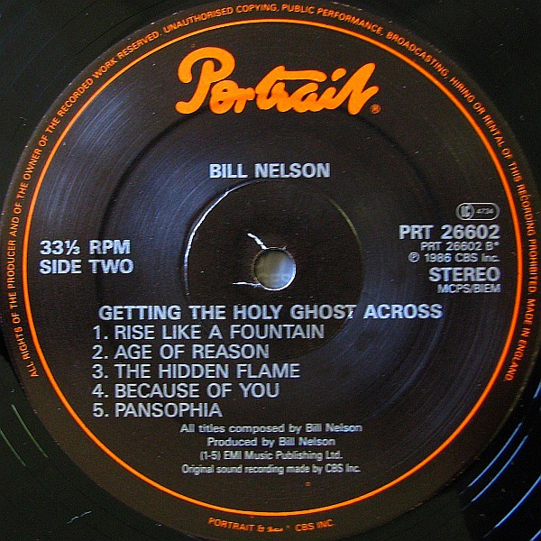 Bill Nelson - Getting The Holy Ghost Across | Portrait (PRT 26602) - 4 Bill Nelson - Getting The Holy Ghost Across | Portrait (PRT 26602) - 4