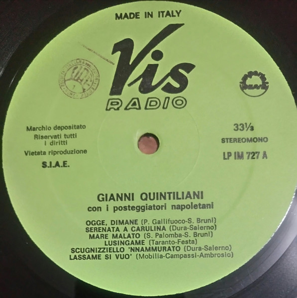 Gianni Quintiliani Con I I Posteggiatori Napoletani - Gianni Quintiliani Con I Posteggiatori Napoletani | Vis Radio (LP IM 727) - 3