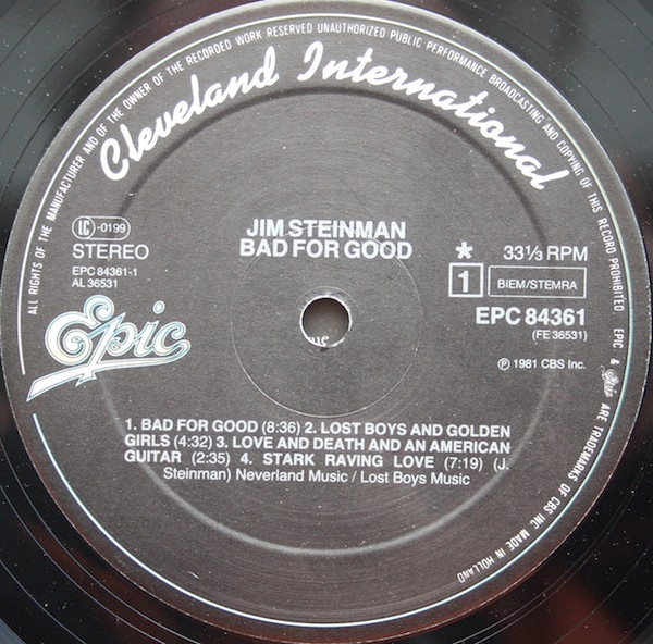 Jim Steinman - Bad For Good | Cleveland International Records (84361) - 2