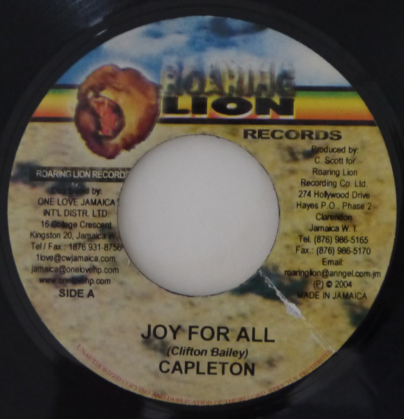 Capleton / Prophecy Band - Joy For All / Gal Gone Riddim | Roaring Lion Records (none) Capleton / Prophecy Band - Joy For All / Gal Gone Riddim | Roaring Lion Records (none)