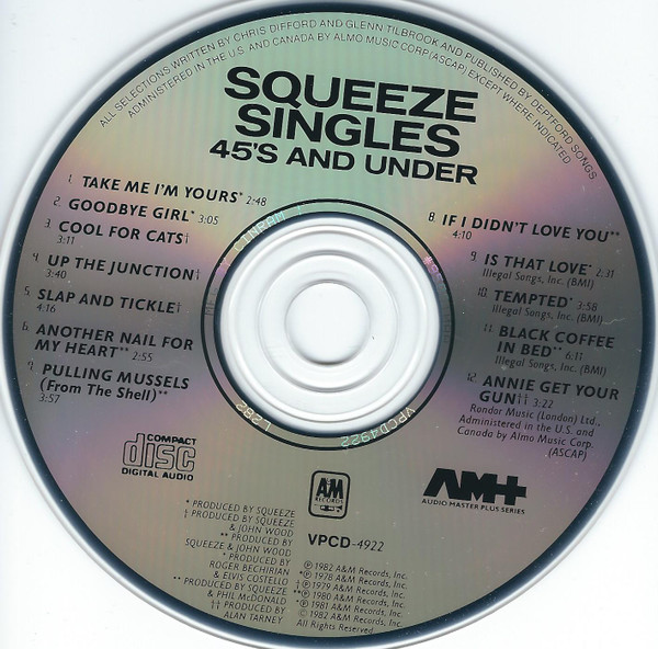 Squeeze - Singles - 45's And Under | A&M Records (VPCD-4922) - 3