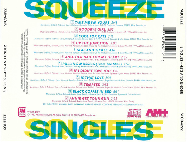 Squeeze - Singles - 45's And Under | A&M Records (VPCD-4922) - 2