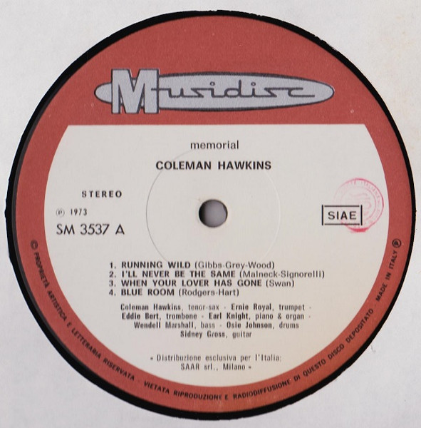 Coleman Hawkins - Memorial | Musidisc (SM 3537) - 3