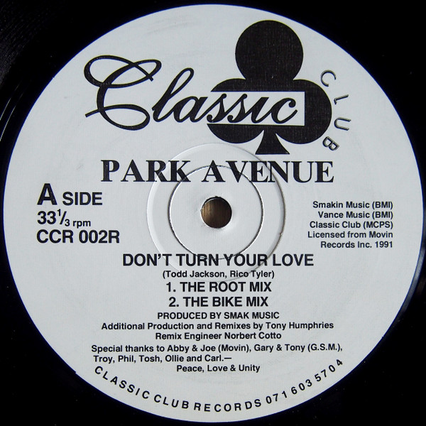 Park Avenue - Don't Turn Your Love | Classic Club Records (CCR 002R)