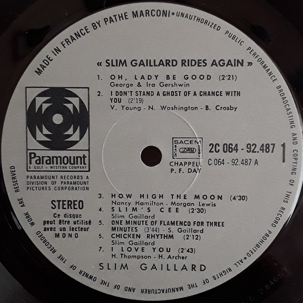 Slim Gaillard - Slim Gaillard Rides Again | Paramount Records (2C 064-92487) - 3 Slim Gaillard - Slim Gaillard Rides Again | Paramount Records (2C 064-92487) - 3