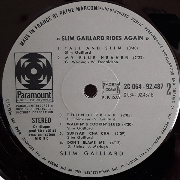 Slim Gaillard - Slim Gaillard Rides Again | Paramount Records (2C 064-92487) - 4 Slim Gaillard - Slim Gaillard Rides Again | Paramount Records (2C 064-92487) - 4