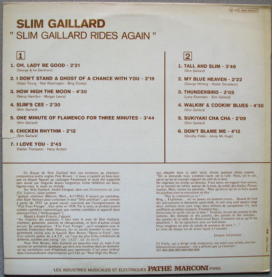 Slim Gaillard - Slim Gaillard Rides Again | Paramount Records (2C 064-92487) - 2 Slim Gaillard - Slim Gaillard Rides Again | Paramount Records (2C 064-92487) - 2