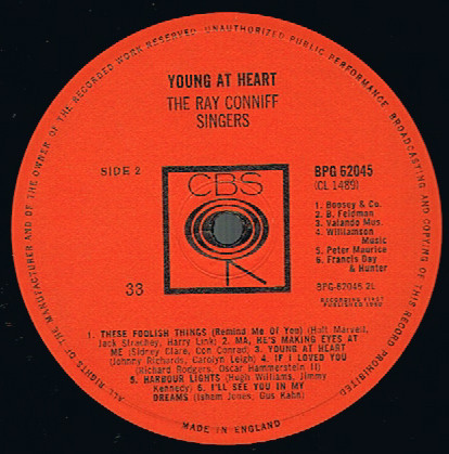 Ray Conniff And The Singers - Young At Heart | CBS (BPG 62045) - 4