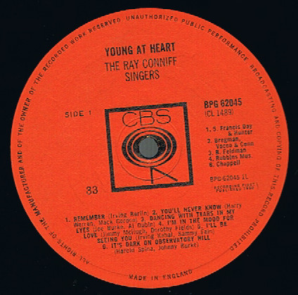 Ray Conniff And The Singers - Young At Heart | CBS (BPG 62045) - 3