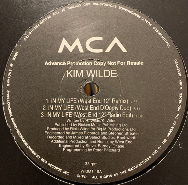 Kim Wilde - In My Life | MCA Records (WKIMT 19)