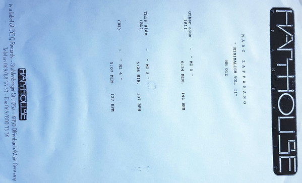 Marco Zaffarano - Minimalism Vol.II | Harthouse (HH012) - 2