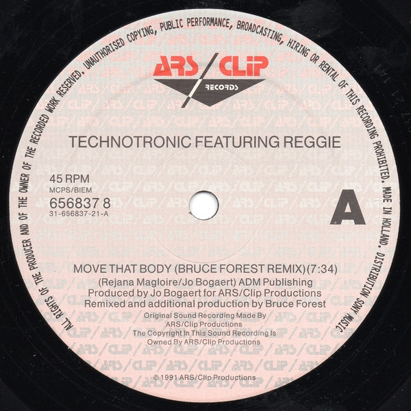Technotronic Featuring Reggie - Move That Body (The Bruce Forest Remix) | ARS/Clip Records (656837-8) - 3 Technotronic Featuring Reggie - Move That Body (The Bruce Forest Remix) | ARS/Clip Records (656837-8) - 3
