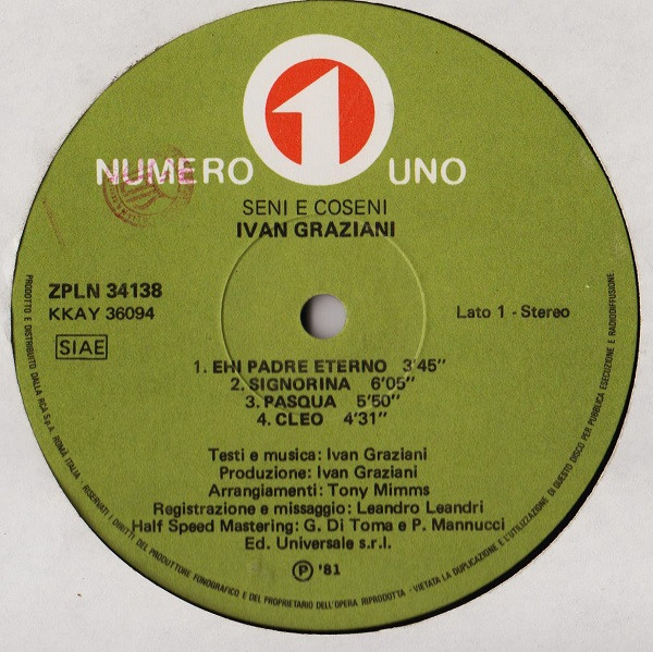 Ivan Graziani - Seni E Coseni | Numero Uno (ZPLN34138) - 3