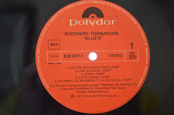Zucchero - Blue's | Polydor (833 077-1) - 4