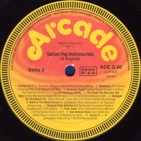 Various - Golden Pop Instrumentals | Arcade (ADE G 80) - 4
