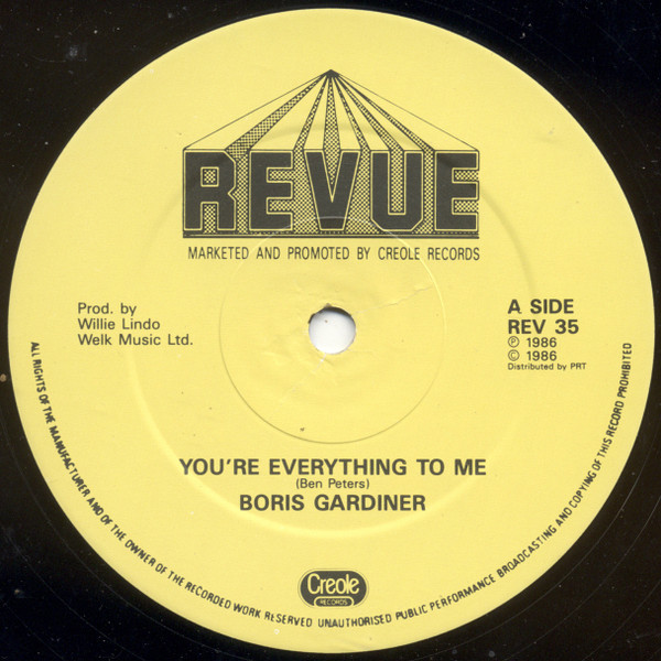 Boris Gardiner - You're Everything To Me / Last Night | Revue Records (REV 35) - 2