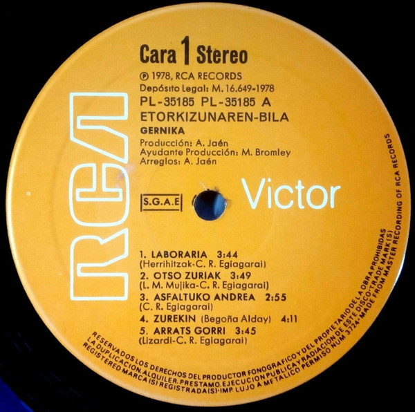 Gernika - Etorkizunaren Bila | RCA (PL-35185) - 3