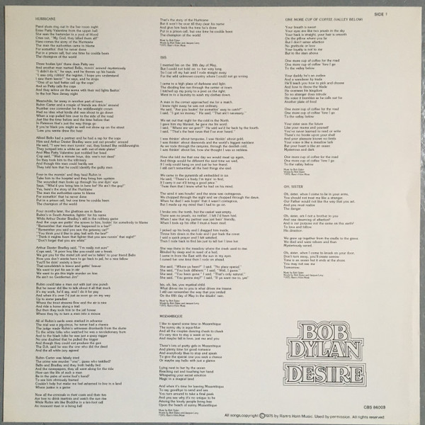 Bob Dylan - Desire | CBS (CBS 86003) - 7