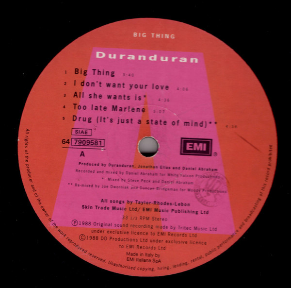 Duranduran - Big Thing | EMI (64 7909581) - 2