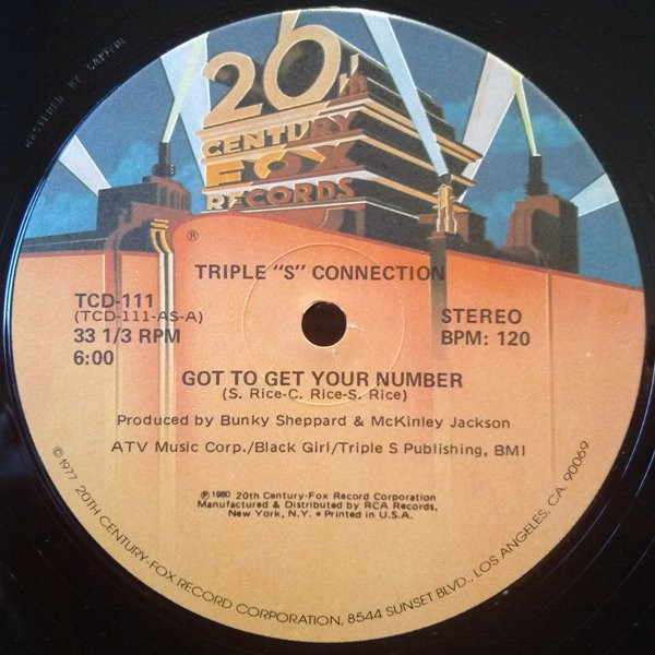 Triple "S" Connection - Got To Get Your Number | 20th Century Fox Records (TCD-111)