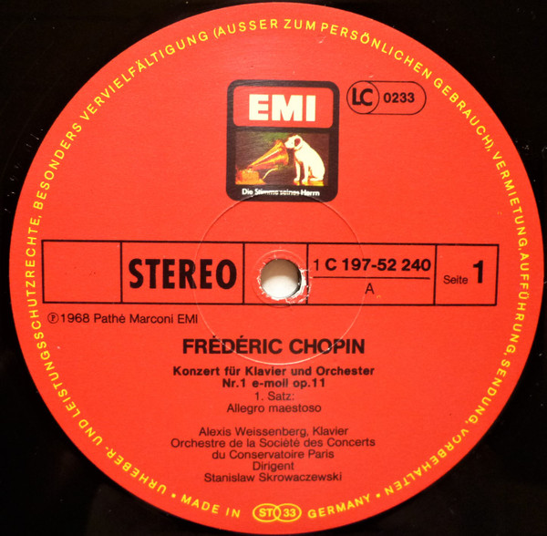 Frédéric Chopin , Alexis Weissenberg , Orchestre De La Société Des Concerts Du Conservatoire , Stanislaw Skrowaczewski - Sämtliche Werke Für Klavier & Orchester | His Master's Voice (1C 197-52 240/42) - 3