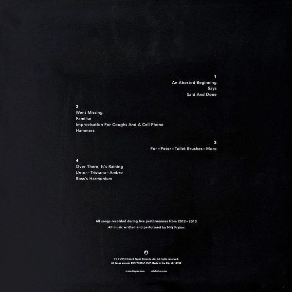 Nils Frahm - Spaces | Erased Tapes Records (ERATP055LP-VMP) - 2