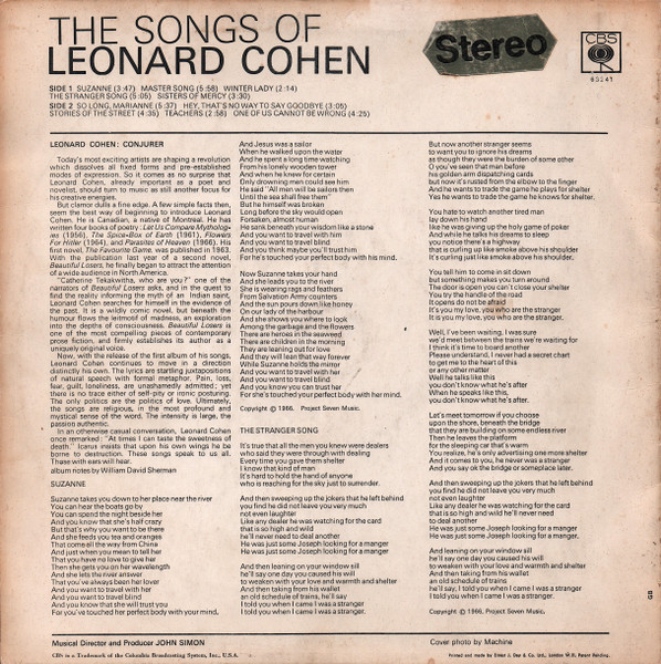 Leonard Cohen - Songs Of Leonard Cohen | CBS (S BPG 63241) - 2