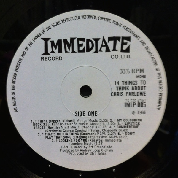 Chris Farlowe - 14 Things To Think About | Immediate (IMLP 005)