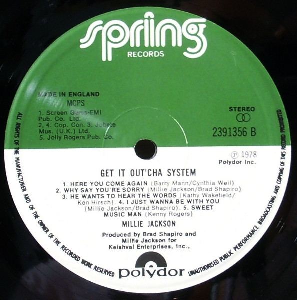 Millie Jackson - Get It Out'cha System | Spring Records (2391 356) - 4