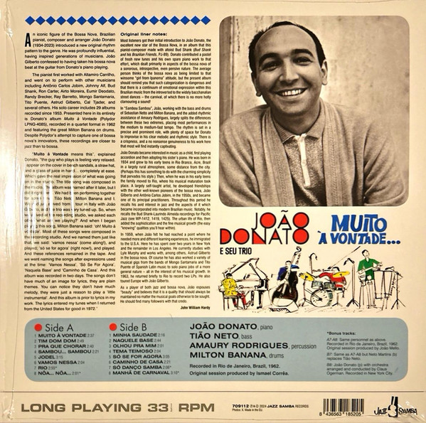 João Donato & Seu Trio - Muito à Vontade... | Jazz Samba Records (709112) - 2
