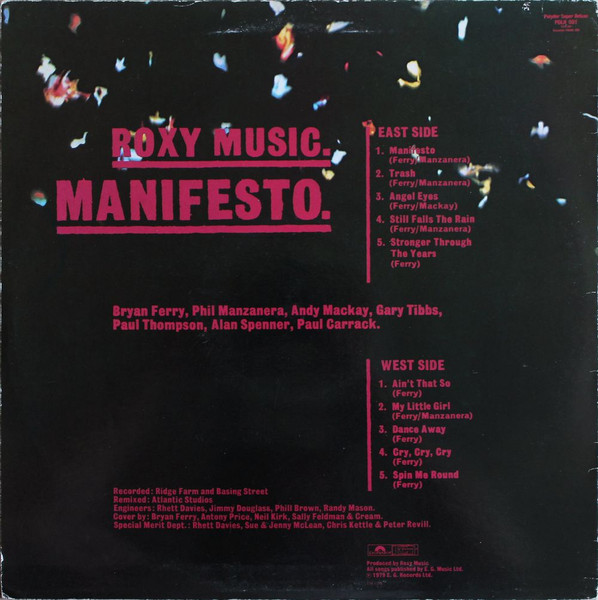 Roxy Music - Manifesto | Polydor (POLH 001) - 2