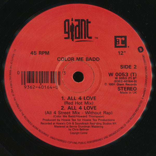 Color Me Badd - All 4 Love | Giant Records (W 0053 (T)) - 3