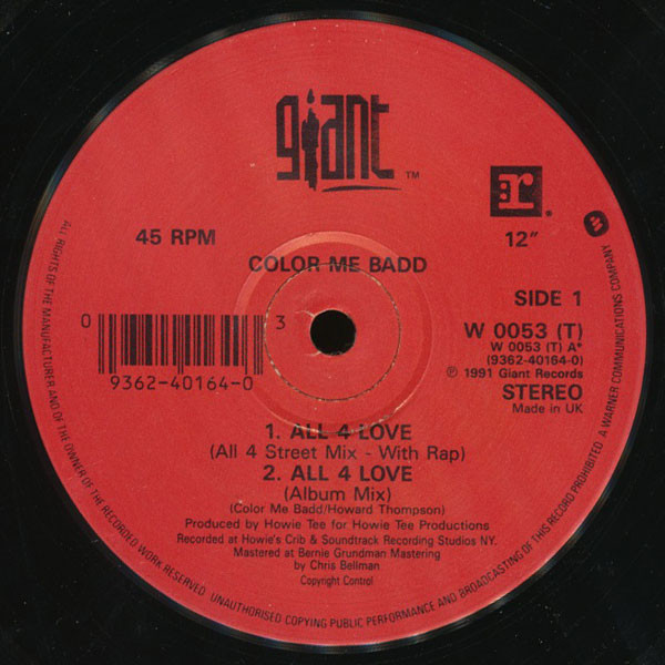Color Me Badd - All 4 Love | Giant Records (W 0053 (T)) - 2