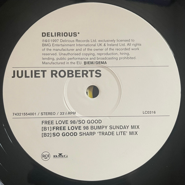Juliet Roberts - So Good / Free Love 98 | Delirious (74321554001) - 4