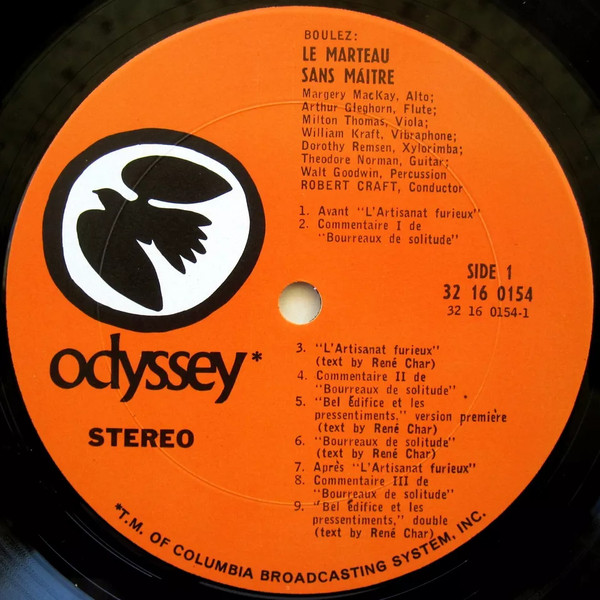 Pierre Boulez , Karlheinz Stockhausen / Robert Craft - Le Marteau Sans Maître / Nr. 5 Zeitmasse For Five Woodwinds | Odyssey (32 16 0154) - 3