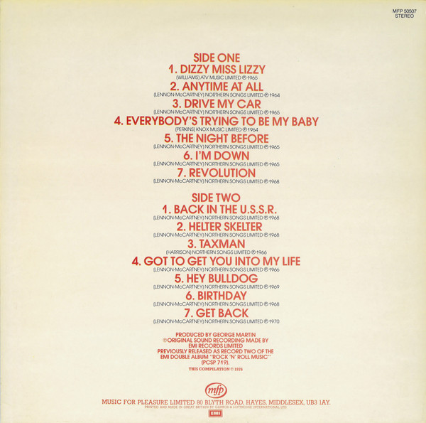 The Beatles - Rock 'N' Roll Music Vol. 2 | Music For Pleasure (MFP 50507)